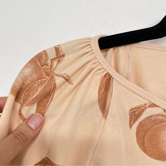 Kate Quinn Orange Peach Print 3/4 Sleeve Blouse Womens XS Boho Casual Shirt Top - Picture 7 of 7